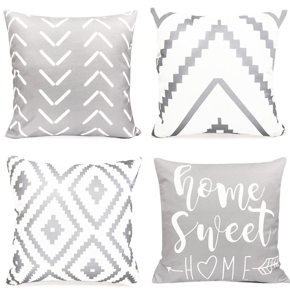 4973 Decorative Throw Pillow Covers 20x20 inch Set of 4 Gray Pillow Covers